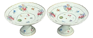 Late 20th Century Pair Of Richared Ginori Painted Porcelain Compotes