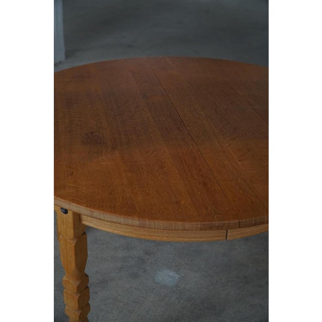 Mid-Century Danish Round Extendable Dining Table in Oak, 1960s For Sale - Image 14 of 18