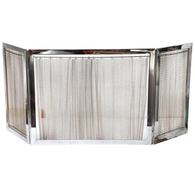 Silver Chrome and Metal Fireplace Screen For Sale - Image 8 of 8