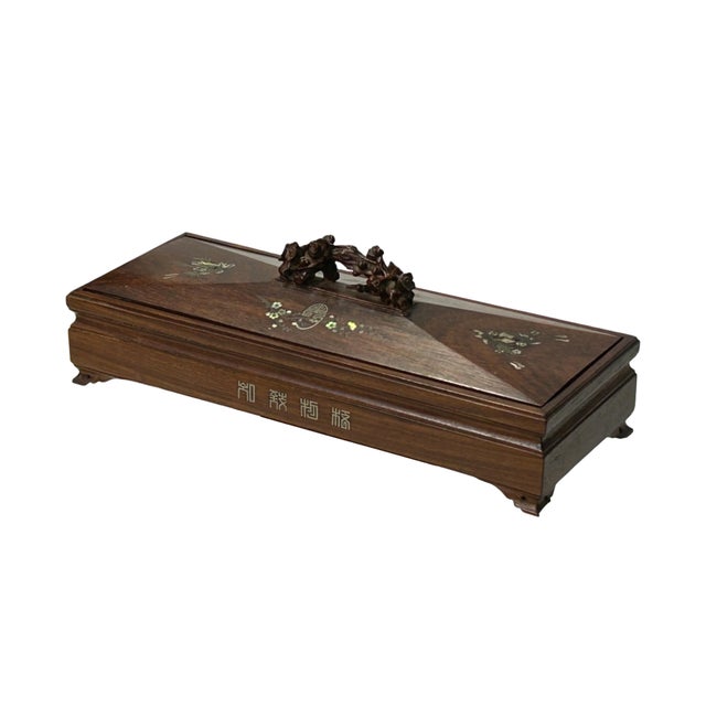 Wood Vintage Oriental Wood Handcrafted Rectangular Shape Box Incense Burner For Sale - Image 7 of 12