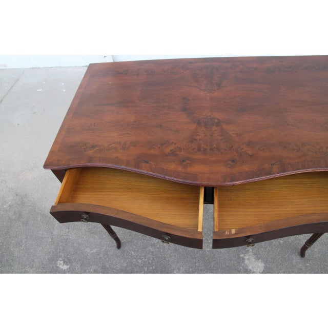 Brown Walnut 2-Drawer Writing Table W/ Burl Walnut Top For Sale - Image 8 of 10
