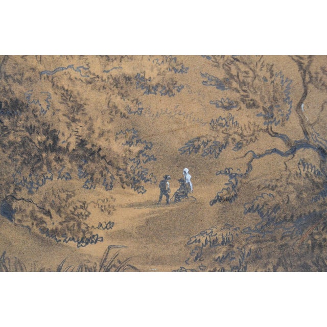 Paper Attributed to Franz Joseph Manskirch (1768–1830) Romantic Charcoal and Pencil Drawing — Couple in a Woodland, 19th Century For Sale - Image 7 of 12