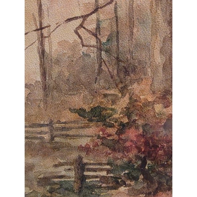 Antique Watercolor Landscape Painting For Sale In San Antonio - Image 6 of 16