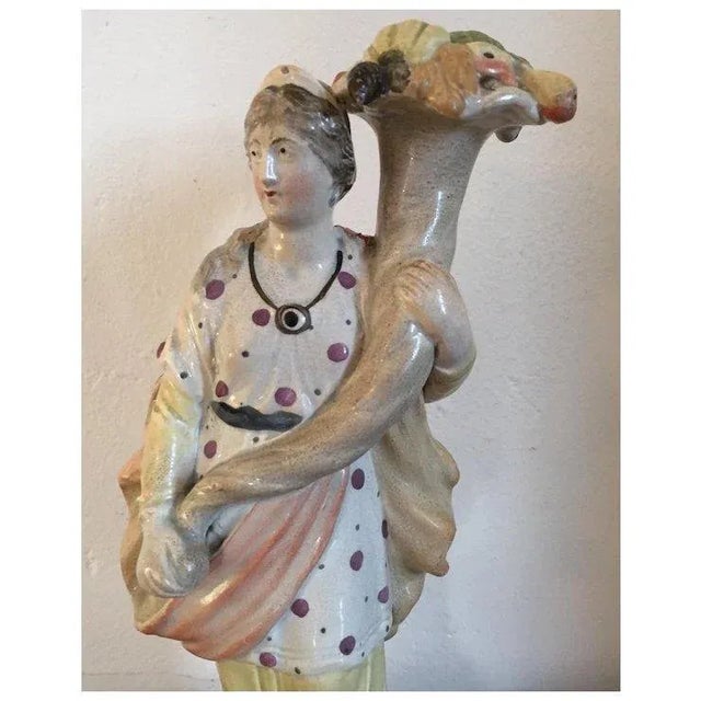 Yellow Large Antique Early 19th Century English Regency Pearlware Staffordshire Classical Figure of Ceres Roman Goddess of Agriculture For Sale - Image 8 of 11