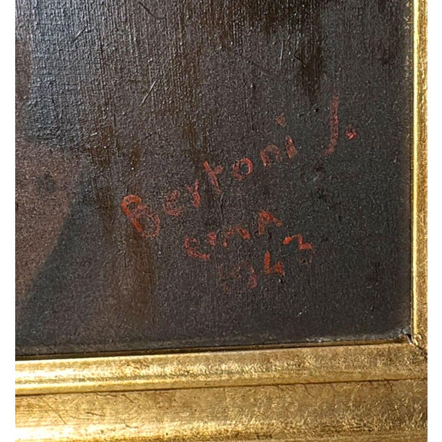 Mid 20th Century Italian Figurative Oil on Canvas Portrait of a Young Woman With Giltwood Frame For Sale - Image 13 of 18