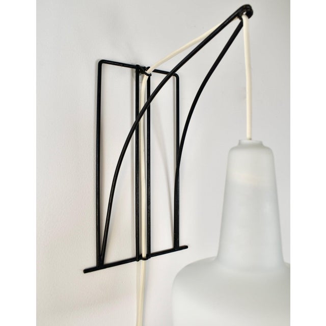 White Modernist Wall Sconce Wire Metal Glass 1970s For Sale - Image 8 of 10