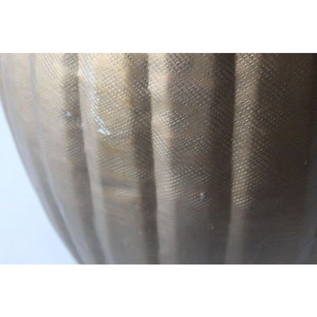 Pleated Bronze Finish Aluminum Barrel Style Garden Stool Mid-Century For Sale - Image 9 of 12