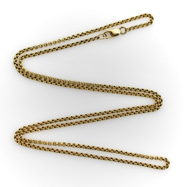 Victorian Late 19th Century Victorian 14k Gold 20.5” Double Link Cable Chain For Sale - Image 3 of 6