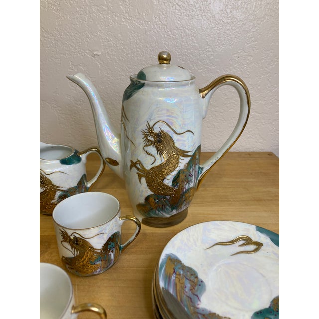 Antique Japanese Hand Painted Dragon Tea Set 17 Pieces Chairish