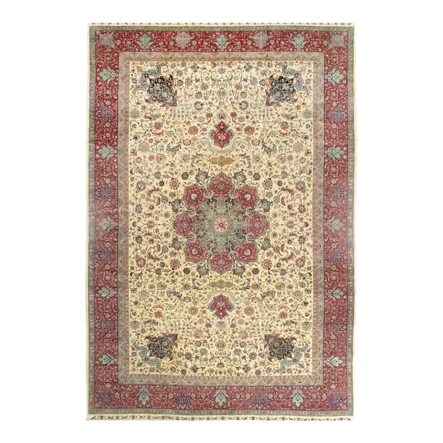 Pasargad Persian Tabriz Silk and Wool Hand-Knotted Area Rug - 13' X 19' For Sale