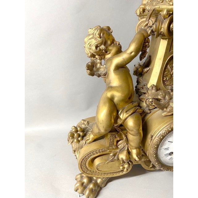 19thC French Louis XVI Gold Ormolu Bronze Mantel Clock For Sale - Image 15 of 18