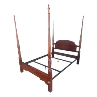 Queen Size Cherry Wood Rice Bed - Vintage Late 20th Century - Made in the United States - 65" X 88" X 84" For Sale