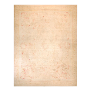 Beautiful and Decorative Soft Neutral Pastel With Delicate Flower Design Antique French Aubusson Rug