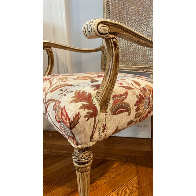 Ivory Set of 6 Vintage Louis XVI Dining Chairs in Premium Tapestry Jacquard Fabric For Sale - Image 8 of 12