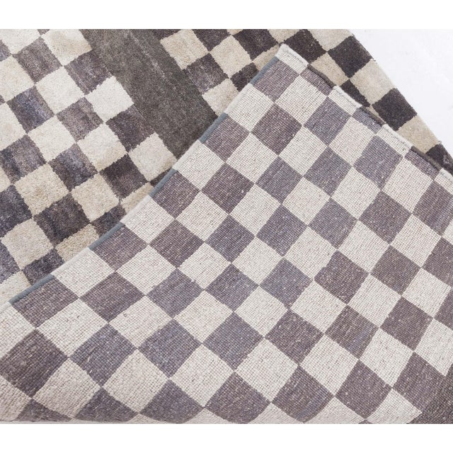 Textile Modern Deco Wool Runner with Geometric Checkerboard Design by Doris Leslie Blau For Sale - Image 7 of 7