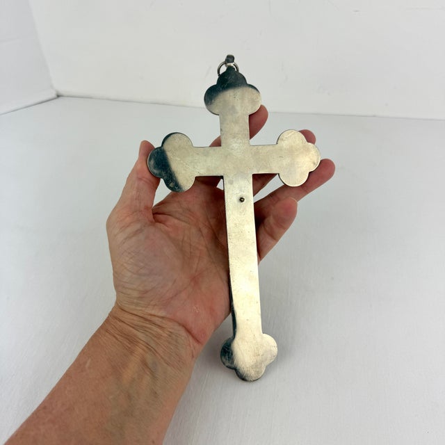 Antique Roma Micromosaic Wall Cross 8.25” For Sale - Image 6 of 12