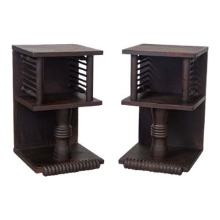 Pair of 1940s French Oak End Tables by Charles Dudouyt, Attributed For Sale