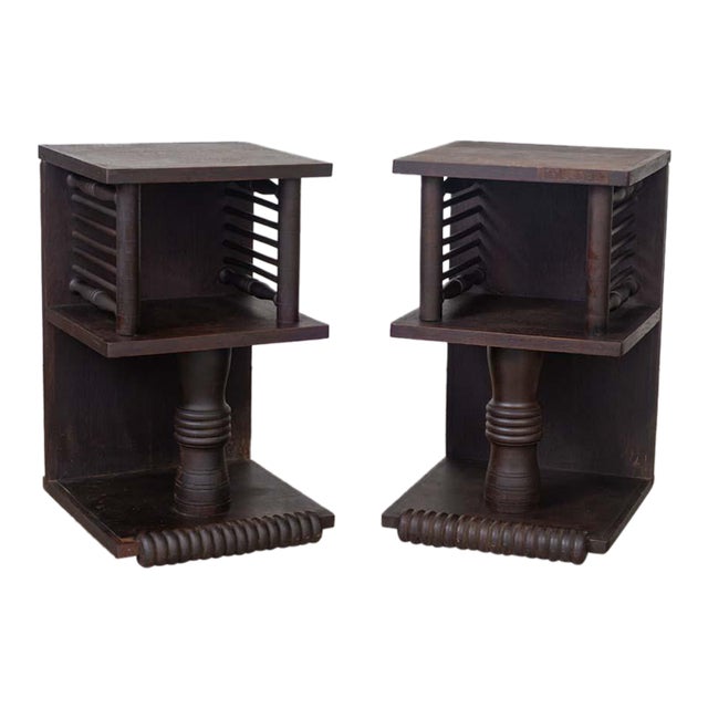 Pair of 1940s French Oak End Tables by Charles Dudouyt, Attributed For Sale