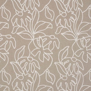 Schumacher Lola Embroidery Fabric In Flax For Sale