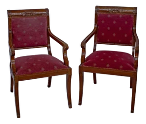 Set of Directoire Style Armchairs in Cherry Wood, 1990s