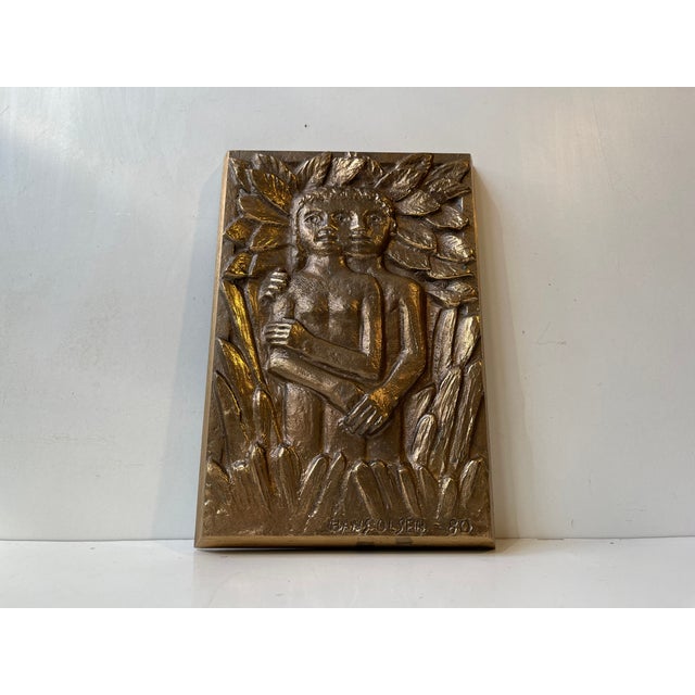 Gold Bronze Wall Plaques by Anders Nyborg, 1970s, Set of 4 For Sale - Image 8 of 14