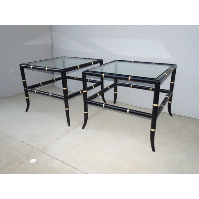 Gorgeous End Tables in Great Vintage Condition. Solid and Firm. The second glass shelf of each table is missing. Easy to...