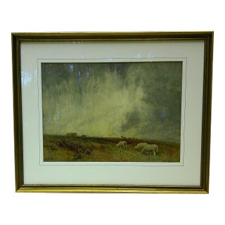Late 19th Century "A Wet Day on the Borders", Original Watercolor Painting For Sale