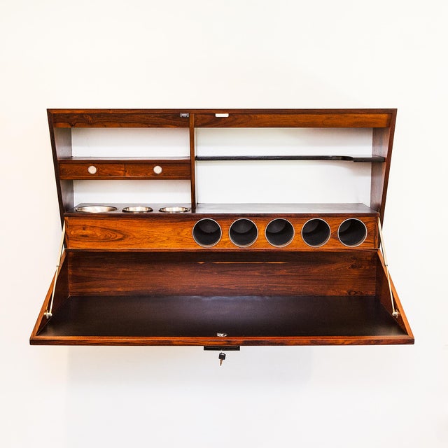 Vintage Danish Modern Wall Mounted Rosewood Dry Bar by Erik Buck for Dyrlund For Sale - Image 17 of 18