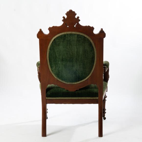 19th Century John Jeliff Renaissance Revival Walnut Arm Chair For Sale - Image 10 of 14