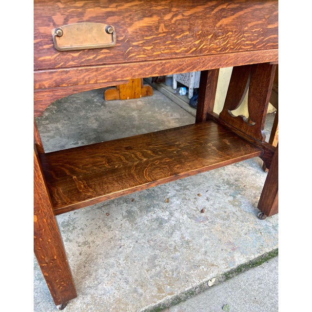 1910s Mission Oak Arts & Crafts Library Table For Sale In San Francisco - Image 6 of 12