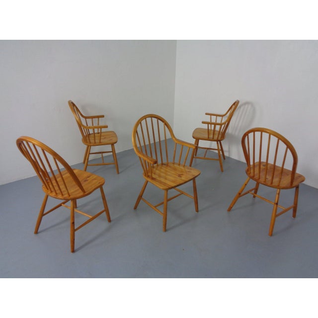 Danish Pine Chairs an Armchairs by Erik Ole Jørgensen for Tarm Stole Møbelfabrik, 1960s, Set of 5 For Sale - Image 9 of 18