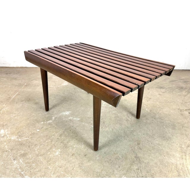 Mid-Century Modern Restored Mid Century Modern George Nelson Style Wood Slat Bench / Coffee Table For Sale - Image 3 of 11