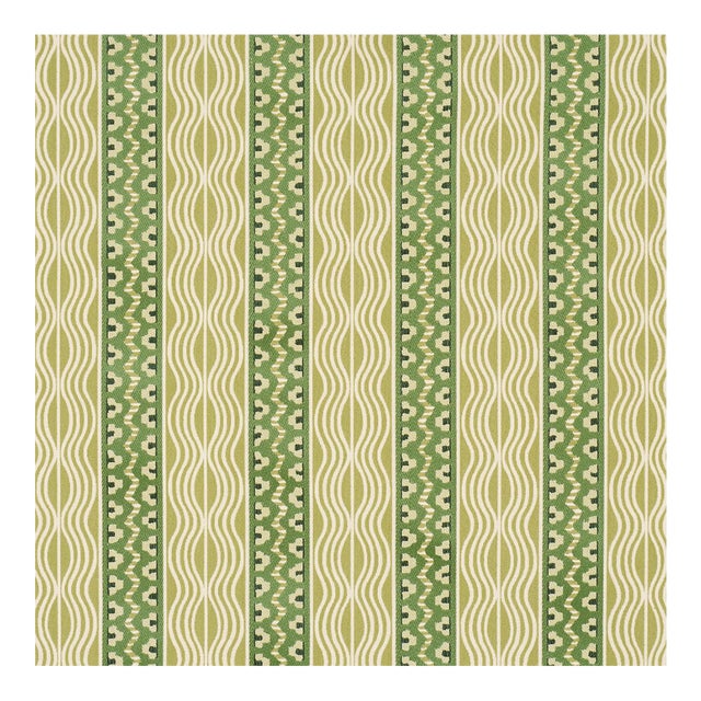 Schumacher x Johnson Hartig Crème Anglaise Fabric in Juniper Green For Sale