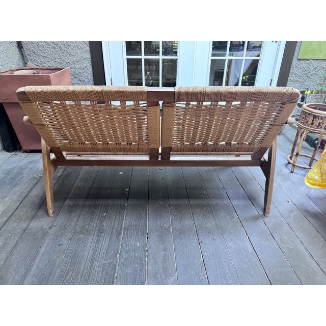 Hans Wegner Style MCM Rope Loveseat For Sale - Image 11 of 14