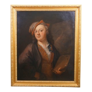 Antique Johan Herman Cabot Danish Baroque Portrait of a Gentleman Oil Painting For Sale