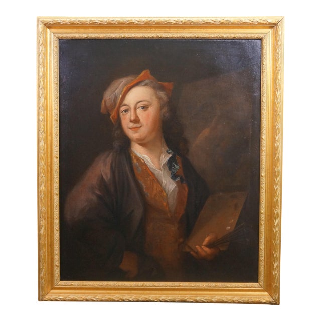 Antique Johan Herman Cabot Danish Baroque Portrait of a Gentleman Oil Painting For Sale