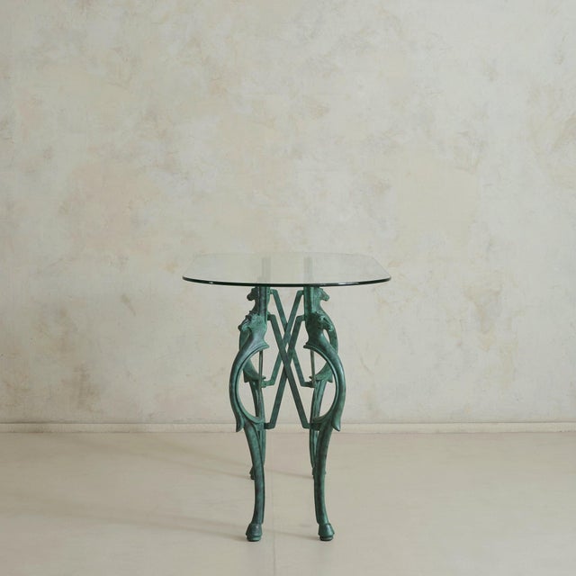 Vintage French Neoclassical Horse Motif Iron Console Table For Sale - Image 4 of 11