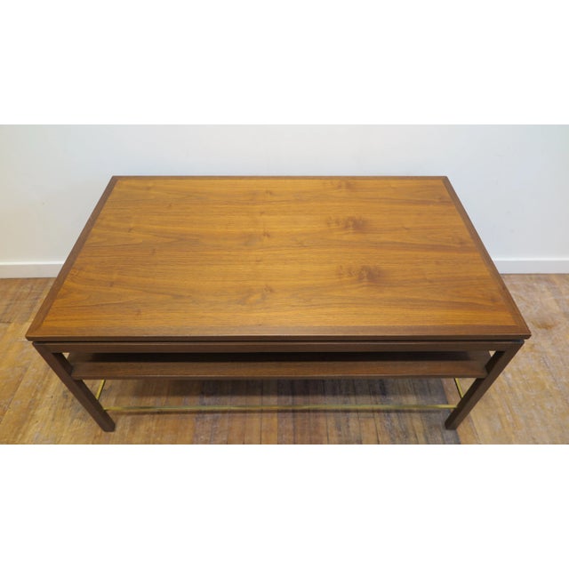 Dunbar Furniture 1960s Dunbar Walnut & Brass Cocktail Table For Sale - Image 4 of 12