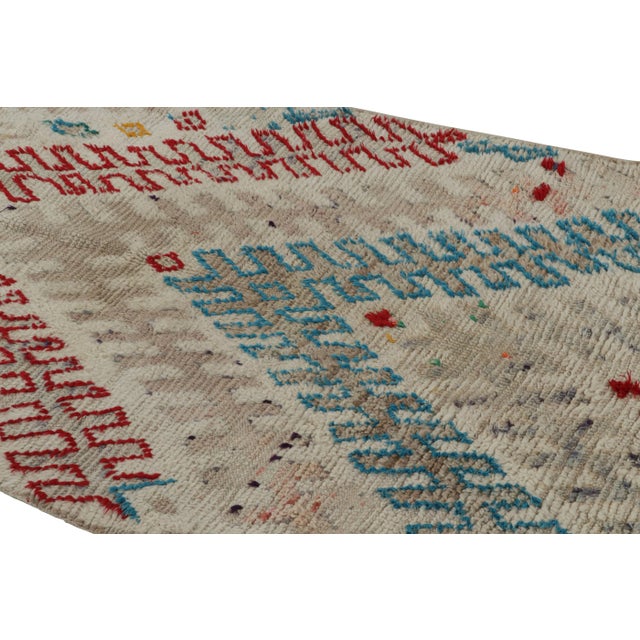 Rug & Kilim 1950s Azilal Moroccan Rug in White With Polychromatic Patterns by Rug & Kilim For Sale - Image 4 of 7