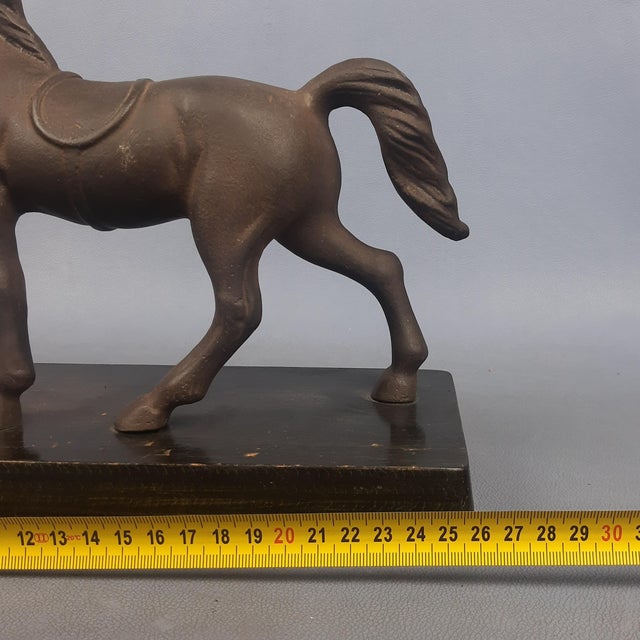 Vintage Cast Iron Horse Sculpture on Wooden Base, 1950s For Sale - Image 14 of 16