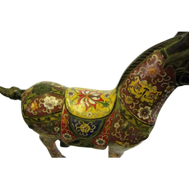 Chinese Brown Enamel Cloisonne Metal Horse Figures - a Pair For Sale - Image 9 of 10