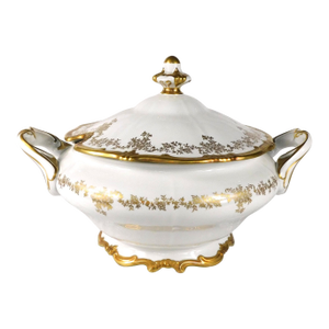 1940s Weimar Large White and Gold Soup Tureen With Lid