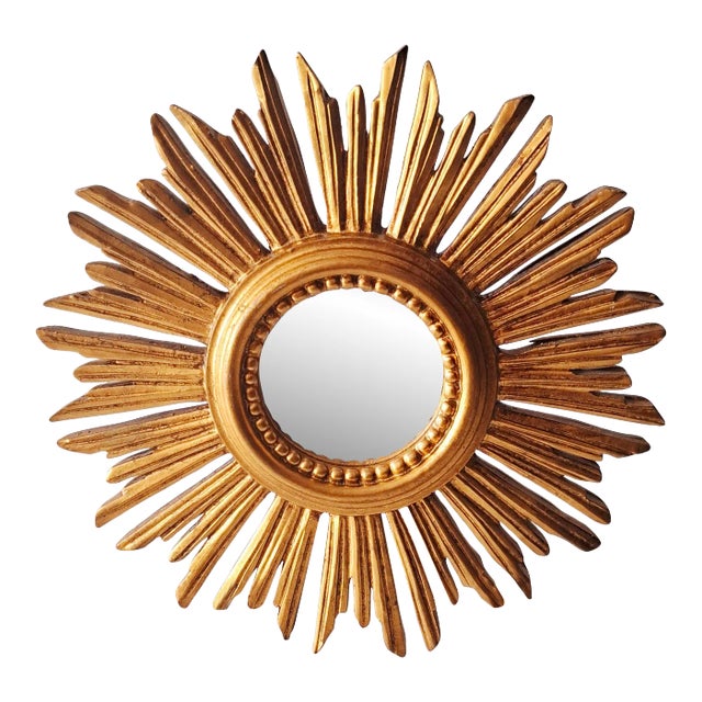 Gilded Sunburst Wall Mirror, Italy, 1960s For Sale