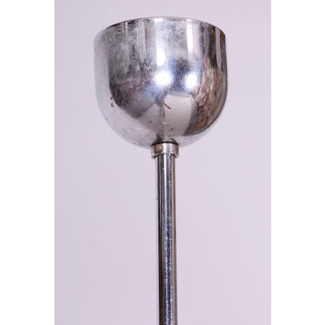 Bauhaus Bauhaus Chandelier in Chrome-Plated Steel and Glass from Napako, Czech, 1930s For Sale - Image 3 of 9