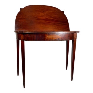 Antique English Sheraton Style Satinwood Fold Top Console Table. For Sale