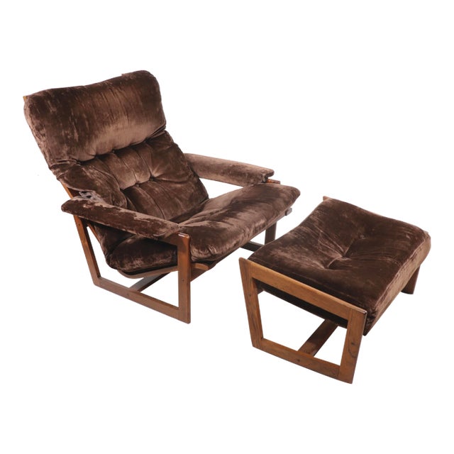 Scandinavian Mid Century Lounge Chair and Ottoman For Sale