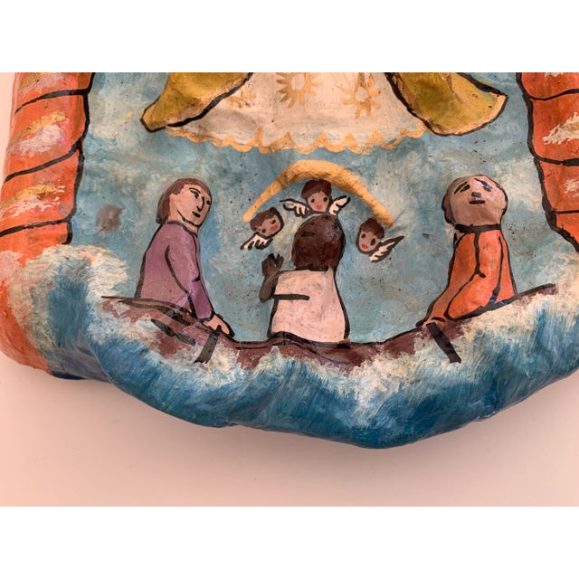 Vintage Our Lady of Charity Paper Maché Wall Plaque For Sale In Los Angeles - Image 6 of 9