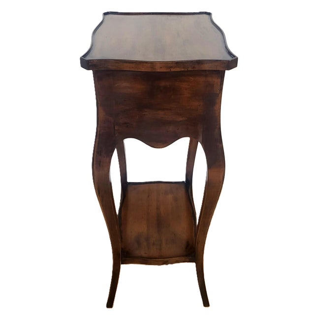Brown Pair Vintage Louis XV French Style Walnut Two Drawer Side Table Nightands For Sale - Image 8 of 11