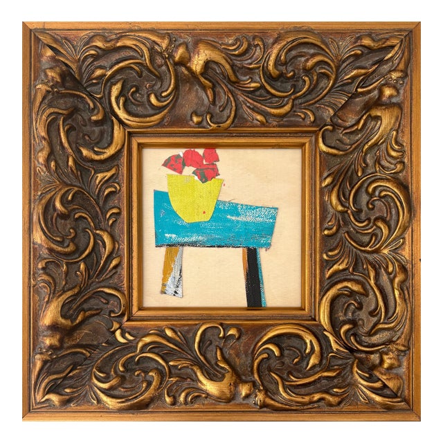 Sarah Trundle, Contemporary Abstract Framed Collage, "An Apple a Day" For Sale