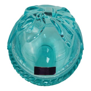 Late 20th Century Marquis by Waterford Crystal Egg Trinket Box With Bow in Box For Sale